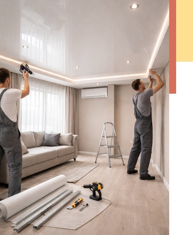 Монтаж глянцевого натяжного потолка в Шарыпово от 758 руб. под ключ | ОТДЕЛОЧНИК-Шрп