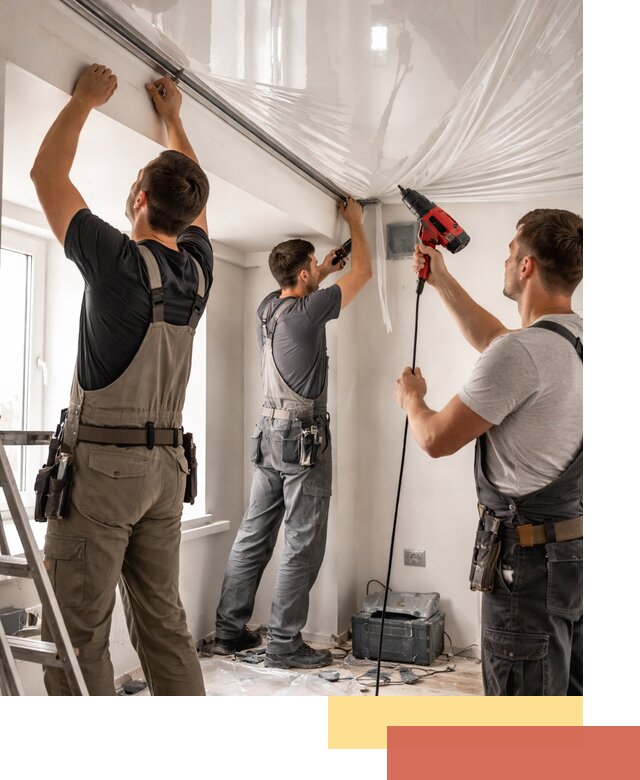 Монтаж глянцевого натяжного потолка в Шарыпово быстро и качественно