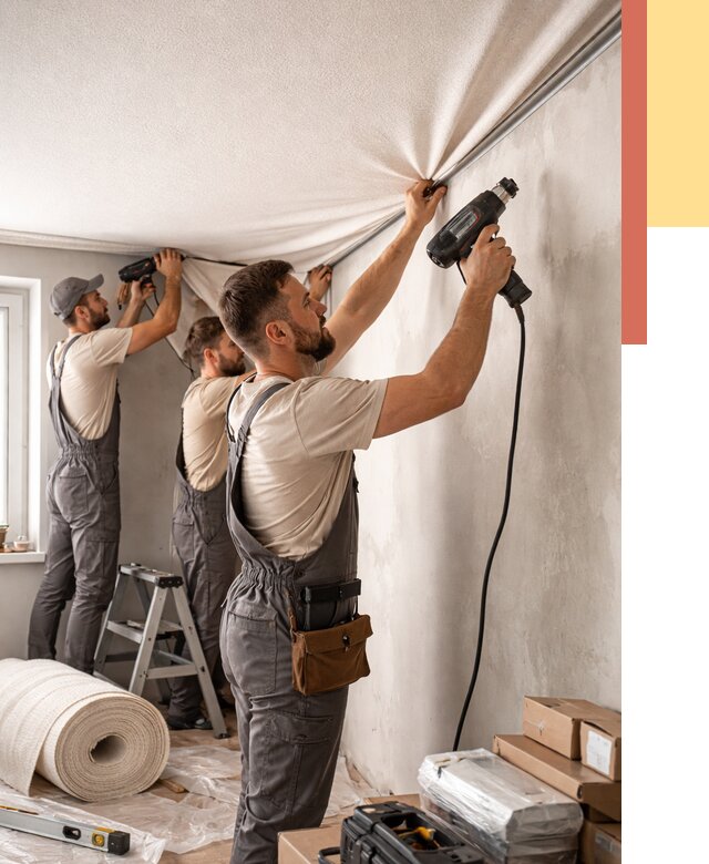 Монтаж фактурного натяжного потолка в Шарыпово от 758 руб. — ОТДЕЛОЧНИК-Шрп