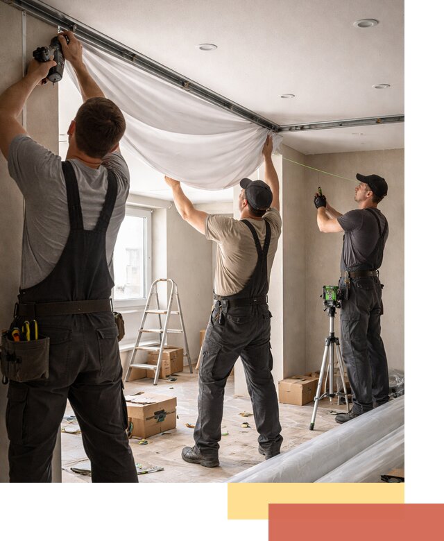 Монтаж парящего натяжного потолка под ключ в Шарыпово