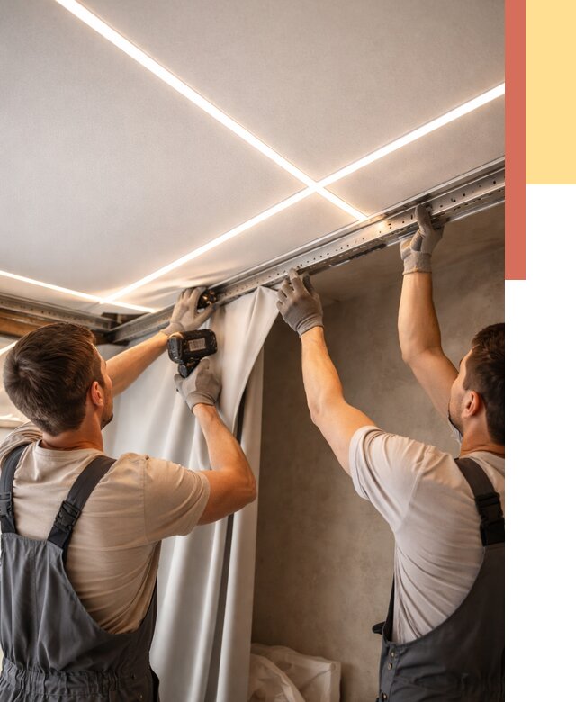 Монтаж натяжного потолка со световыми линиями в Шарыпово от 1213 руб. | ОТДЕЛОЧНИК-Шрп