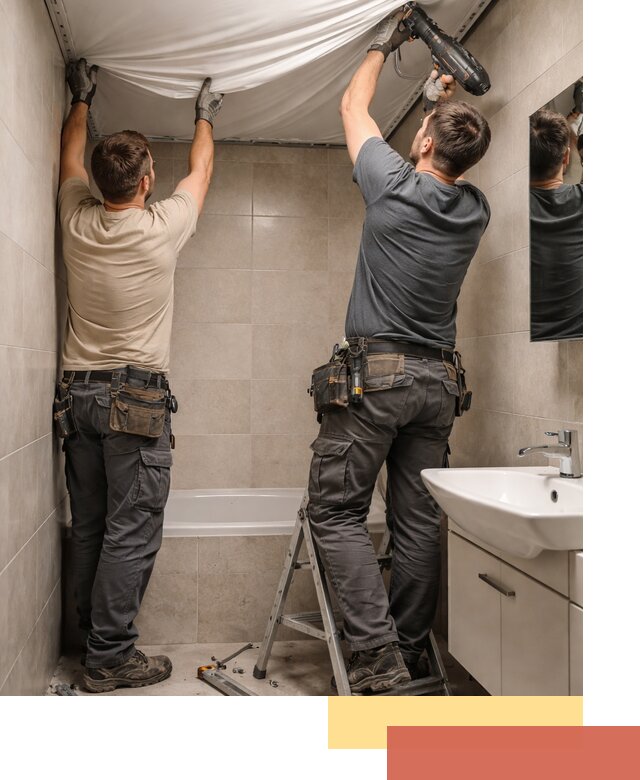 Монтаж натяжного потолка в ванной в Шарыпово быстро и качественно