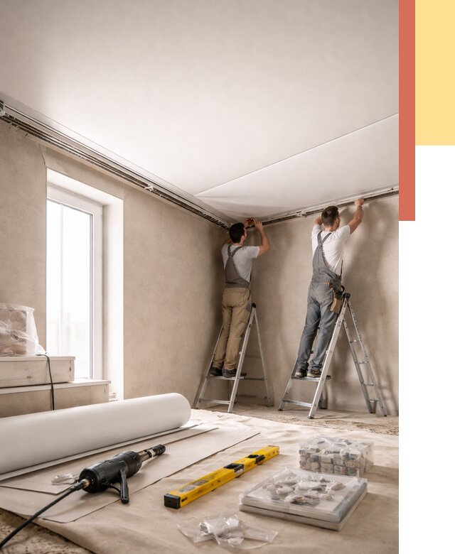 Монтаж натяжного потолка в спальне в Шарыпово от 3840 руб. под ключ | ОТДЕЛОЧНИК-Шрп