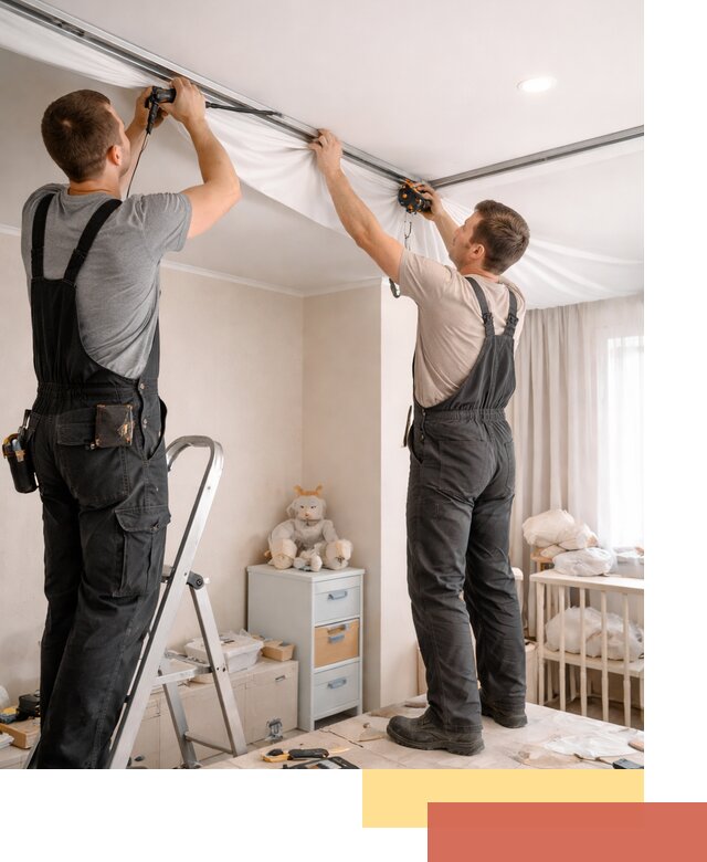 Монтаж натяжного потолка в детской комнате в Шарыпово