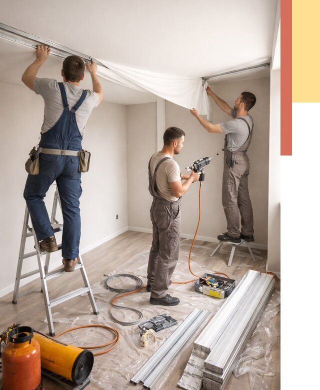 Монтаж натяжного потолка в студии в Шарыпово от 5558 руб. — быстро и недорого | ОТДЕЛОЧНИК-Шрп