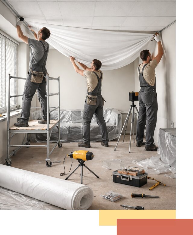 Монтаж натяжного потолка в офисе в Шарыпово