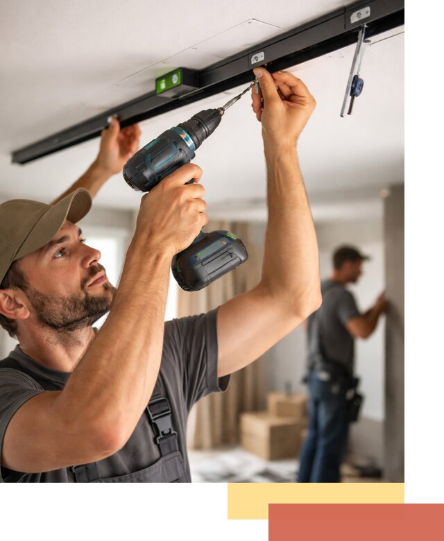 Установка трековых светильников в натяжной потолок в Шарыпово