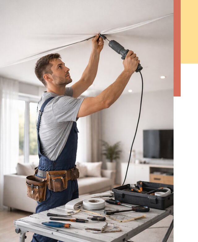 Ремонт натяжных потолков в Шарыпово от 9600 руб. под ключ — ОТДЕЛОЧНИК-Шрп