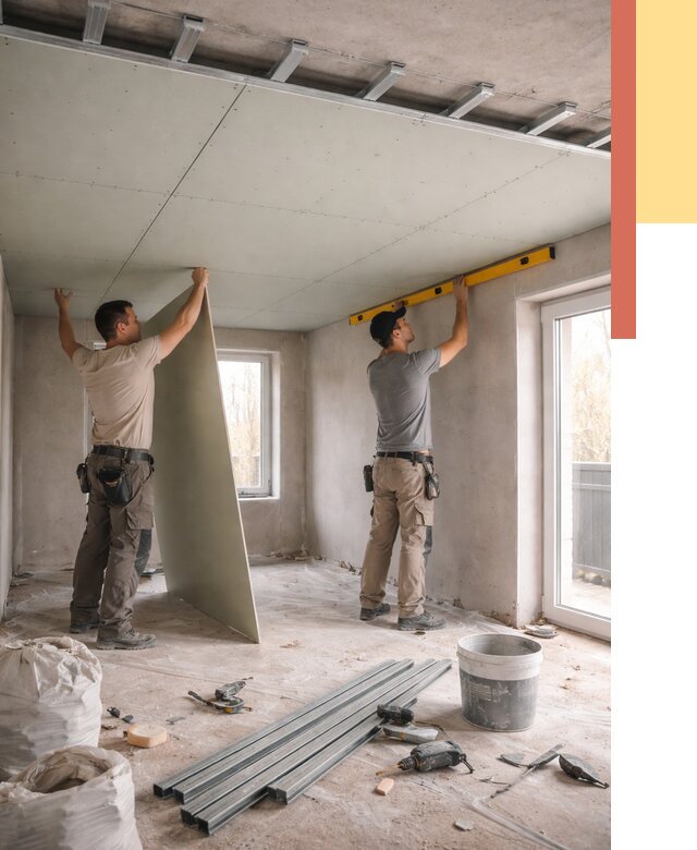 Одноуровневый потолок из гипсокартона в Шарыпово от 758 руб. — монтаж под ключ | ОТДЕЛОЧНИК-Шрп