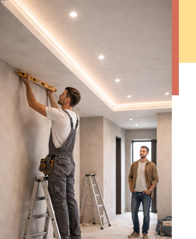 Потолок из гипсокартона с подсветкой в Шарыпово от 758 руб./м2 под ключ | ОТДЕЛОЧНИК-Шрп