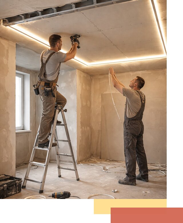 Потолок из гипсокартона с подсветкой в Шарыпово