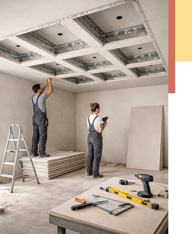 Кессонный потолок из гипсокартона в Шарыпово от 1869 руб. — монтаж и под ключ | ОТДЕЛОЧНИК-Шрп