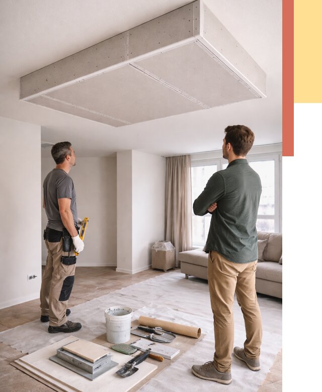 Короб на потолке из гипсокартона в Шарыпово от 2223 руб. — монтаж и услуги под ключ | ОТДЕЛОЧНИК-Шрп