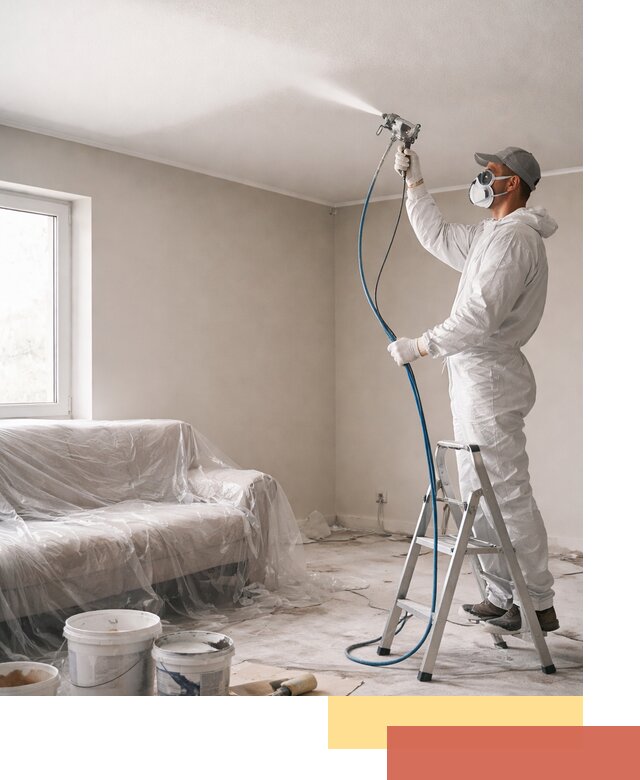 Покраска потолка краскопультом в Шарыпово быстро и качественно